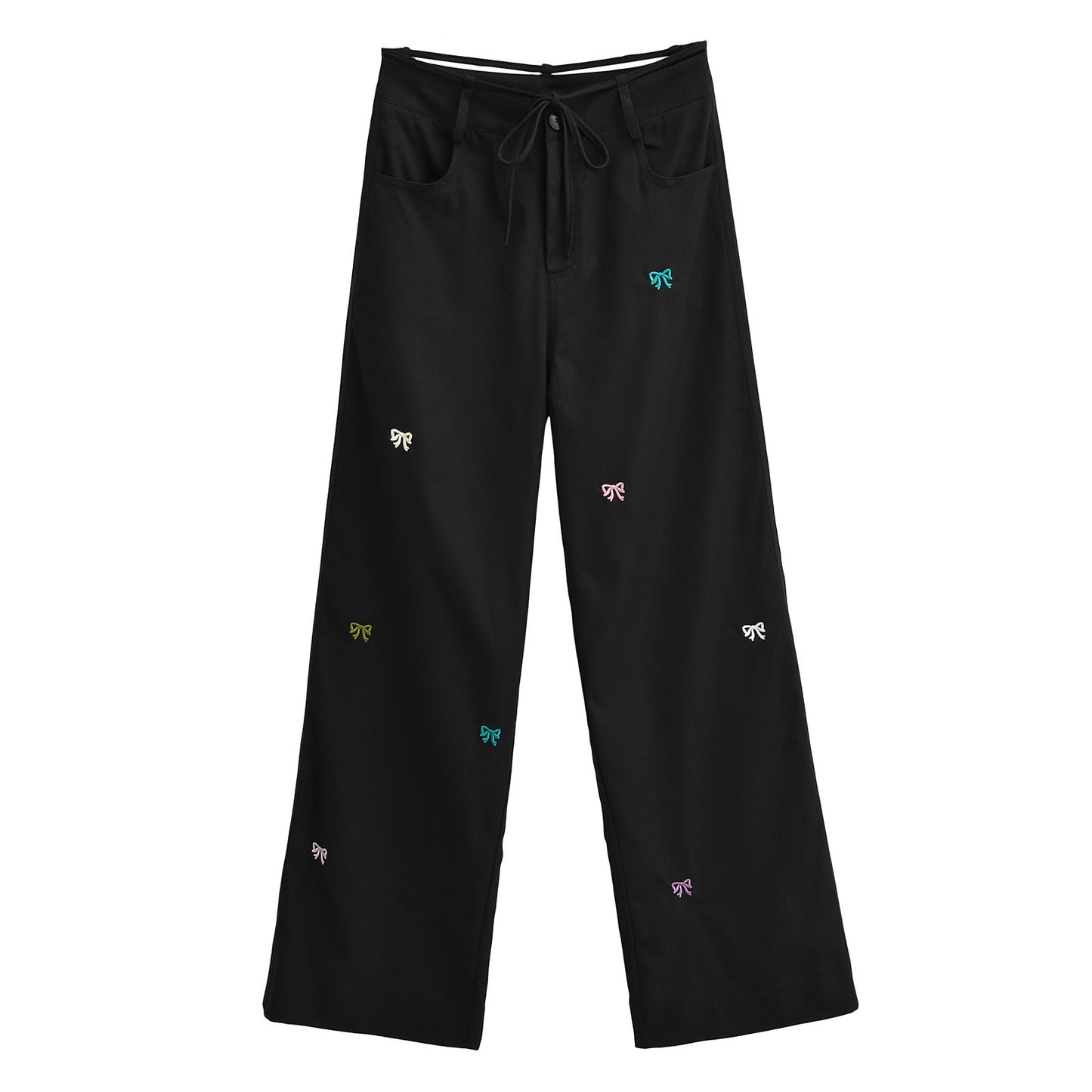 Butterfly embroidery workwear wide leg pants