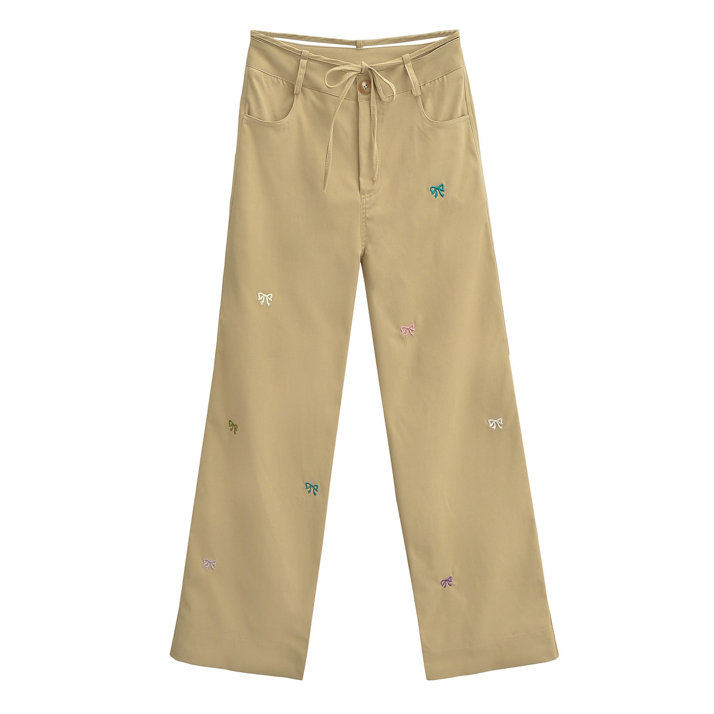 Butterfly embroidery workwear wide leg pants